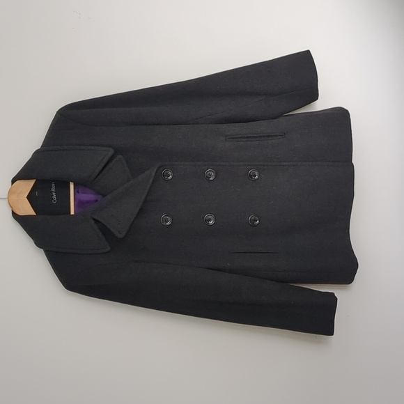 Charcoal Calvin Klein cashmere blend peacoat - Picture 1 of 5